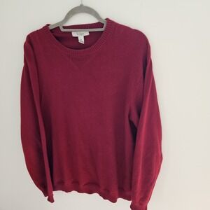 Turnbury Sweater Mens L Red Lightweight Crewneck‎ Cotton Cashmere Blend